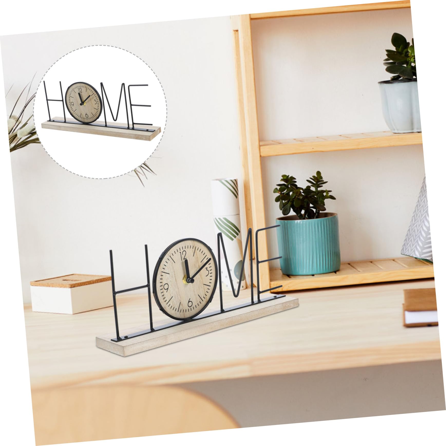 TOPBATHY Reloj Decorativo de Sobremesa Home de Madera y Hierro