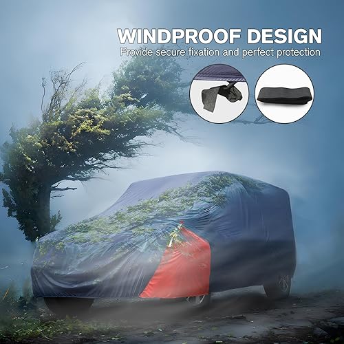 Miniatura 45 de Funda impermeable para automóvil para todo tipo de clima, 6 capas para exteriores, cubierta exterior completa, lluvia, sol, UV, nieve