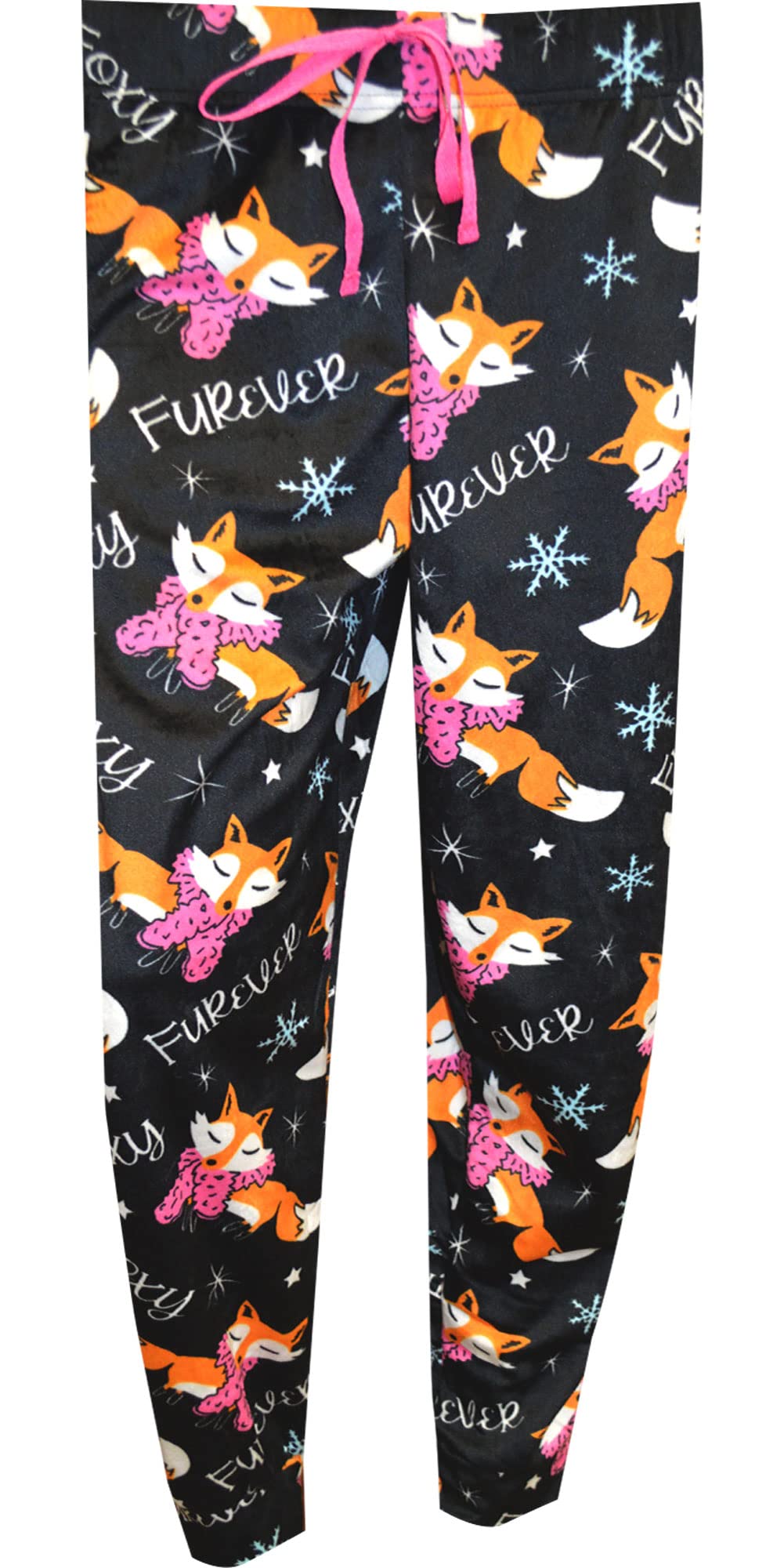 Briefly StatedWomens Foxy Lady Fur-ever Black Cuffed Sleep Pants