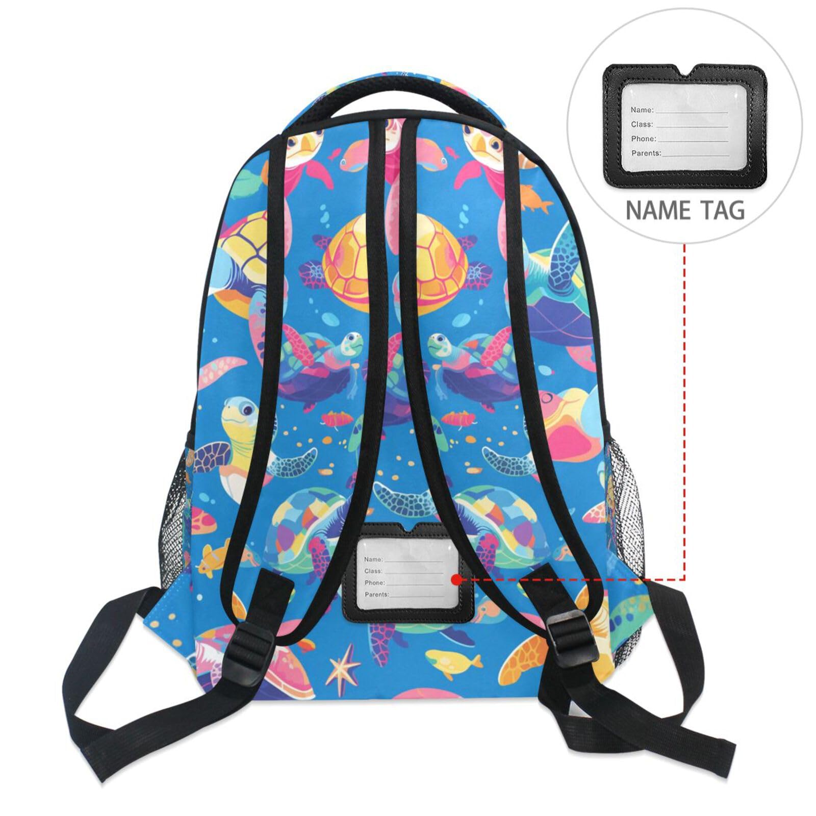 Tartarughe Marine Colorate Nuoto Zaino Scolastico per Ragazzi Ragazze,Borse per Libri e Studenti Alla Moda