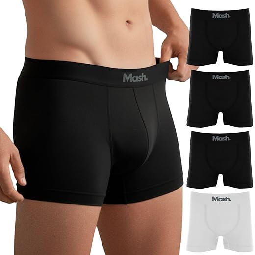Kit 4 Cuecas Boxer Mash Microfibra Sem Costura Respirável Masculina