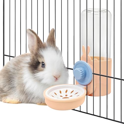 kathson Dispensador de agua de conejo para jaula de 17 onzas, botella de agua colgante de conejillo de indias, sin goteo, botella de agua automática
