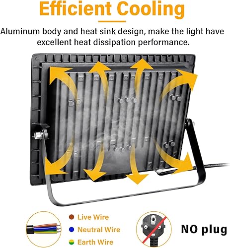 Miniatura 3 de RIGIDON Luz de inundación LED de 75 W para exteriores, 7500 lúmenes, luces súper brillantes para exteriores, 4000 K, luz diurna blanca cálida, IP66,