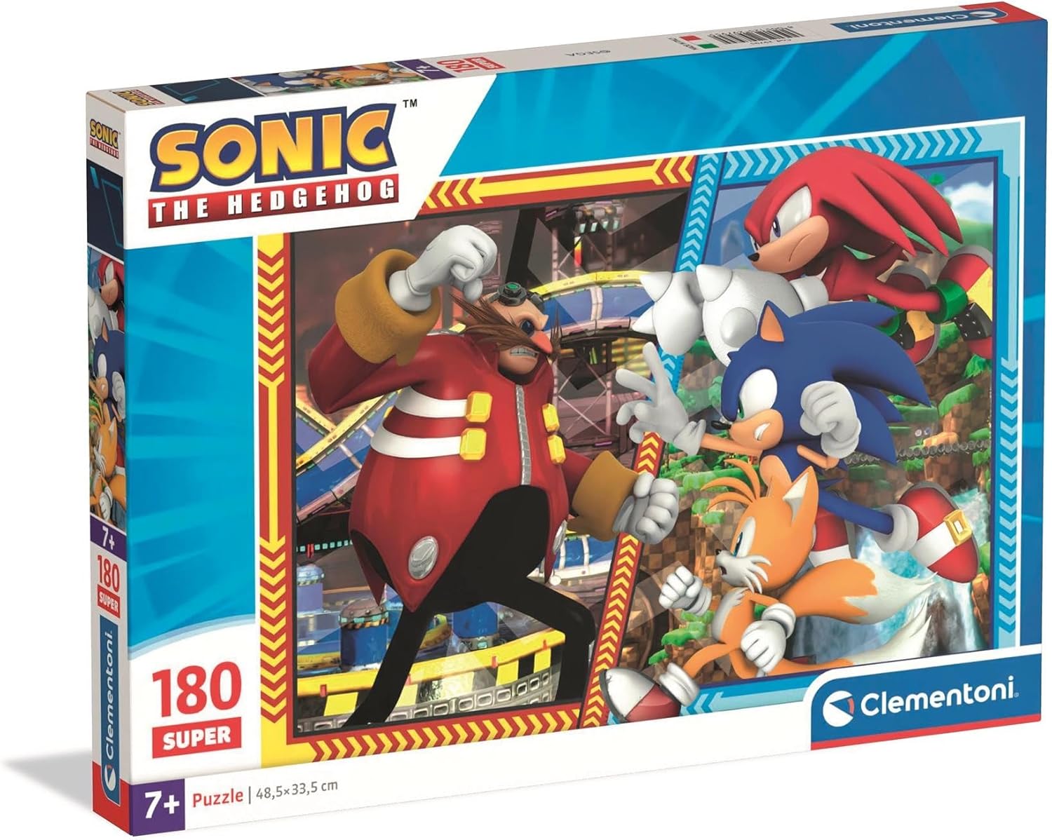 Clementoni - 29795 Children's Puzzle 180 Pieces Supercolor, for Children 7+ Years, Illustration with Sonic Cartoon Characters, Gift Idea, Made in Italy, 48.5 x 33.5 cm, 29795
