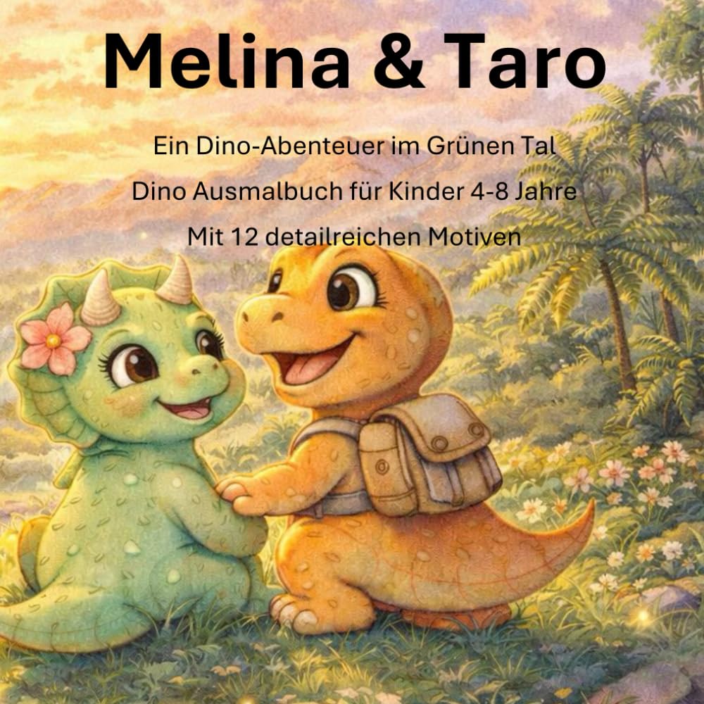 Dino Ausmalbuch für Kinder 4–8 Jahre – Melina & Taro entdecken die Natur
