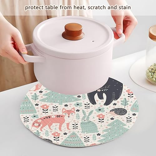 Miniatura 5 de Tapete resistente al calor de animales del bosque, para ollas y sartenes calientes, tapete de mesa resistente al calor para tetera, protector de