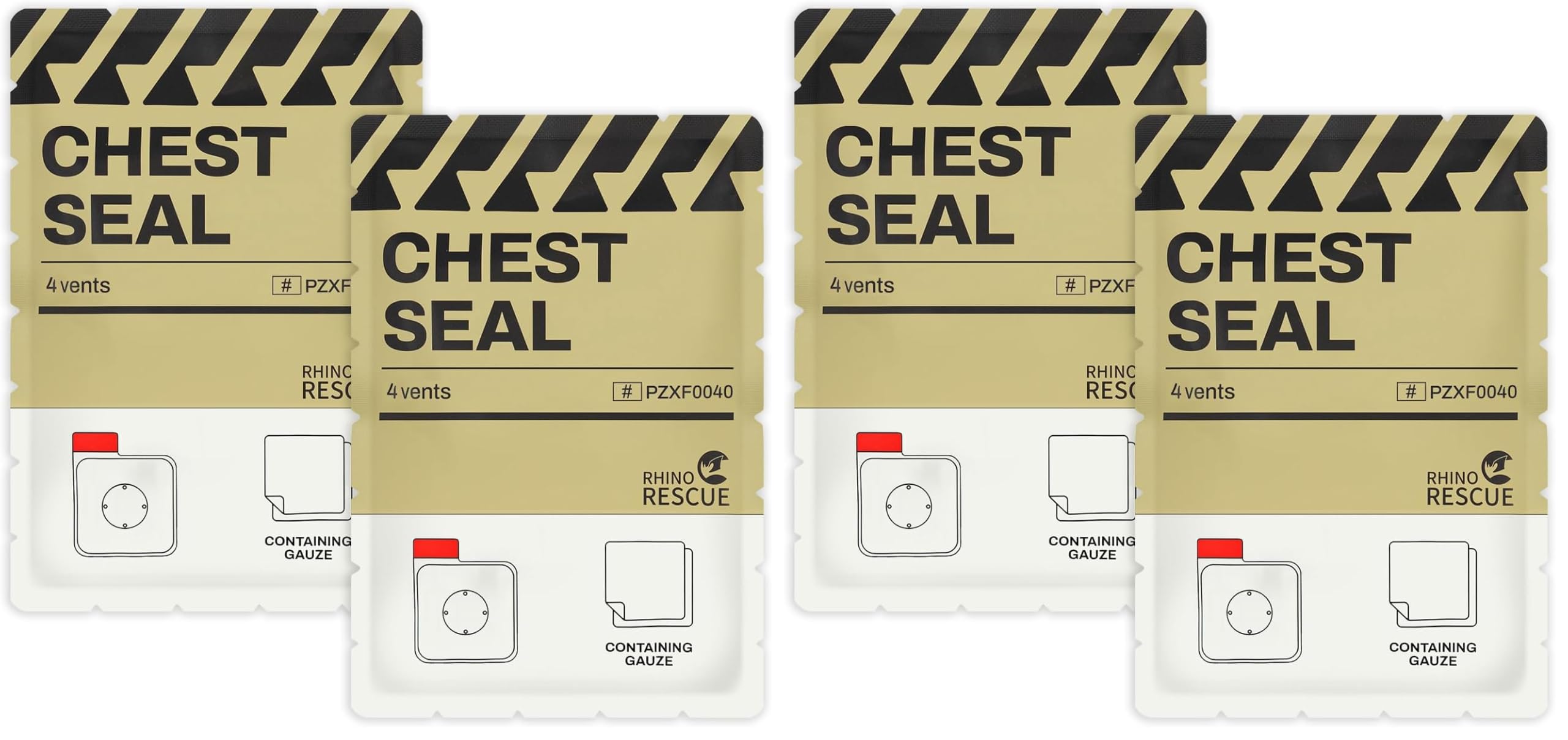 RHINO RESCUE Vented Chest Seal, IFAK Refill First Aid Supplies (2 Count) (Pack of 2)