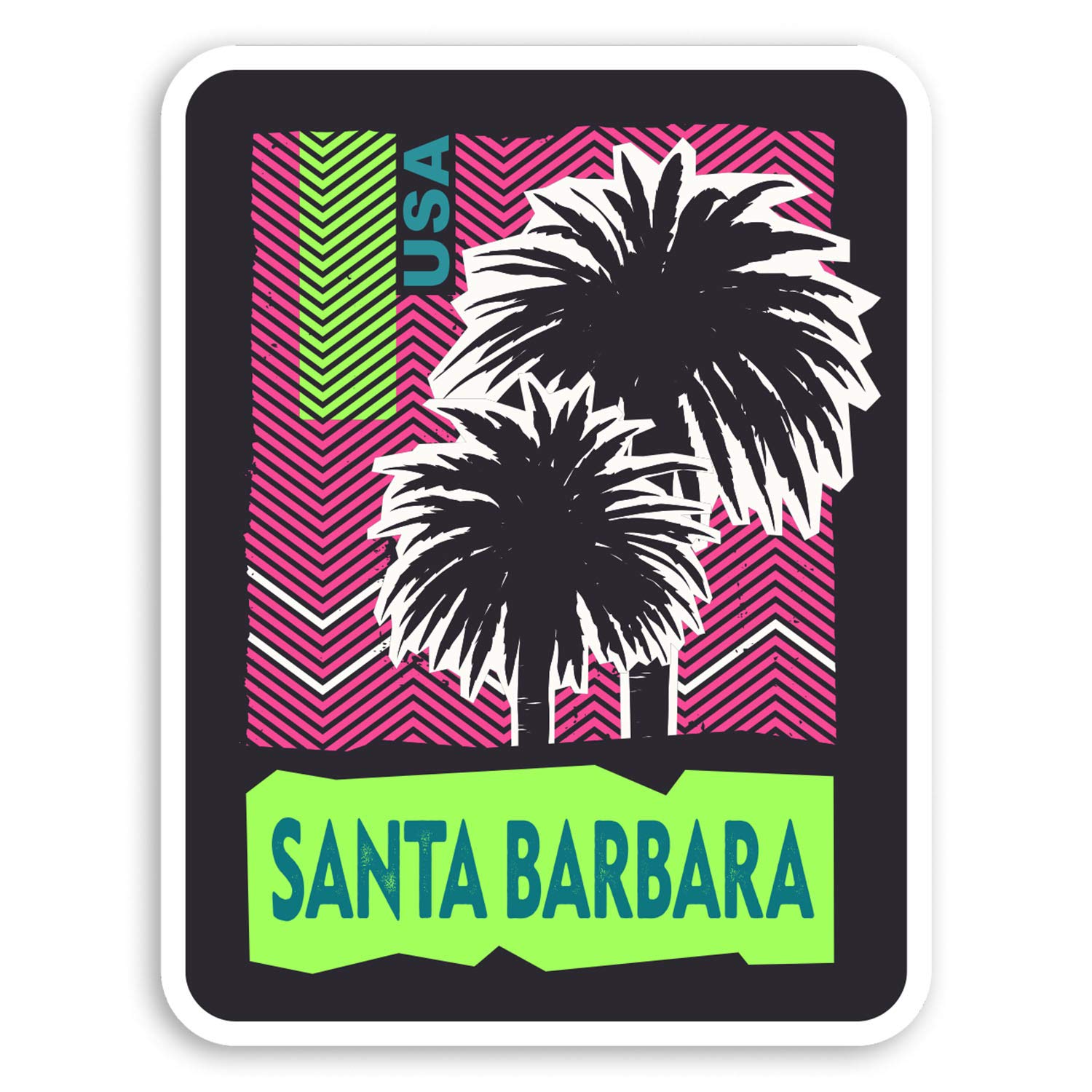 2 x 10cm Santa Barbara Vinyl Stickers - USA America Sticker Luggage #20524 (10cm Tall)