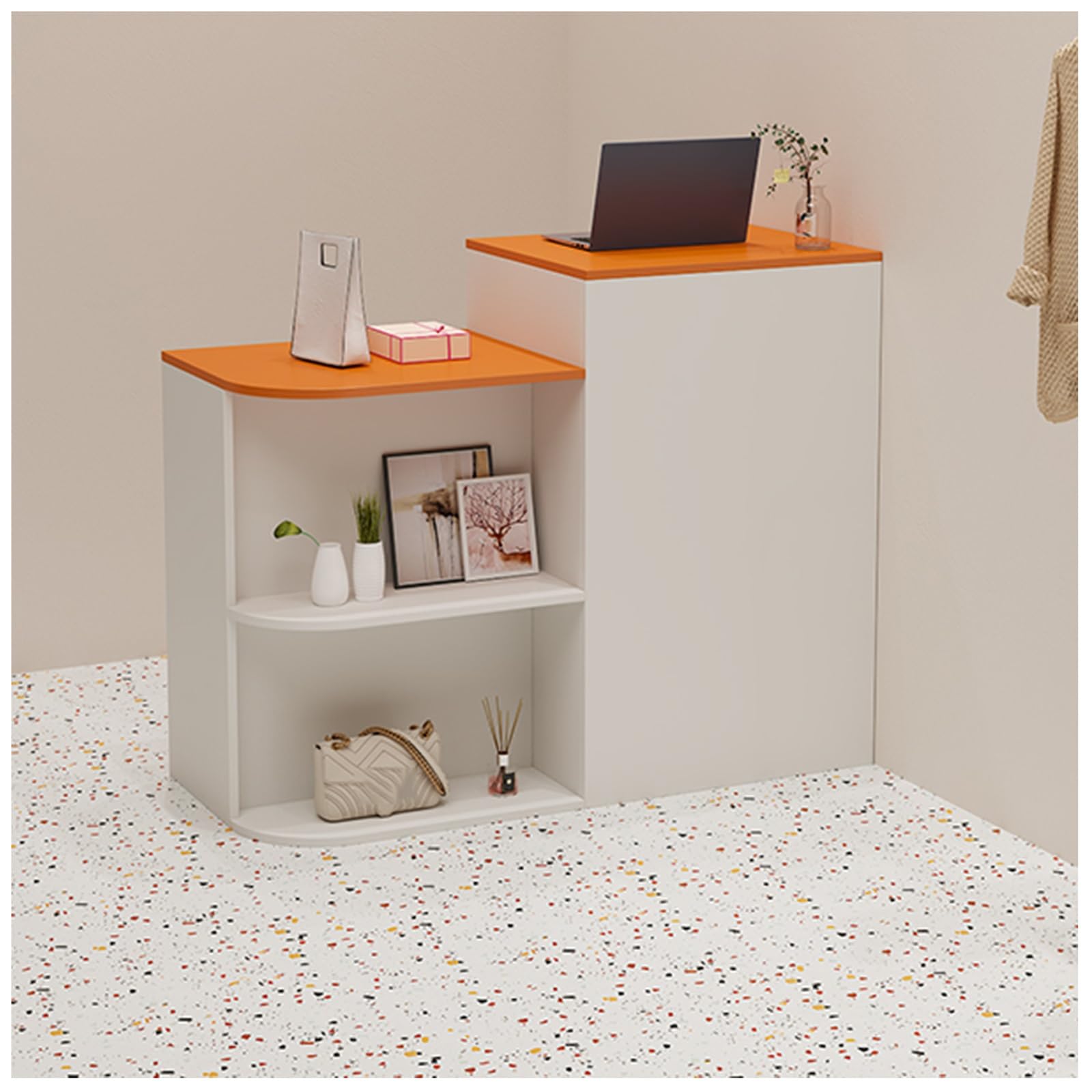 Recept Desk commerciale con Ders chiudibile, Sto multi-livello, Eds arrotondati per Impact Resi, facile da montare, professionale ufficio Recept Fur