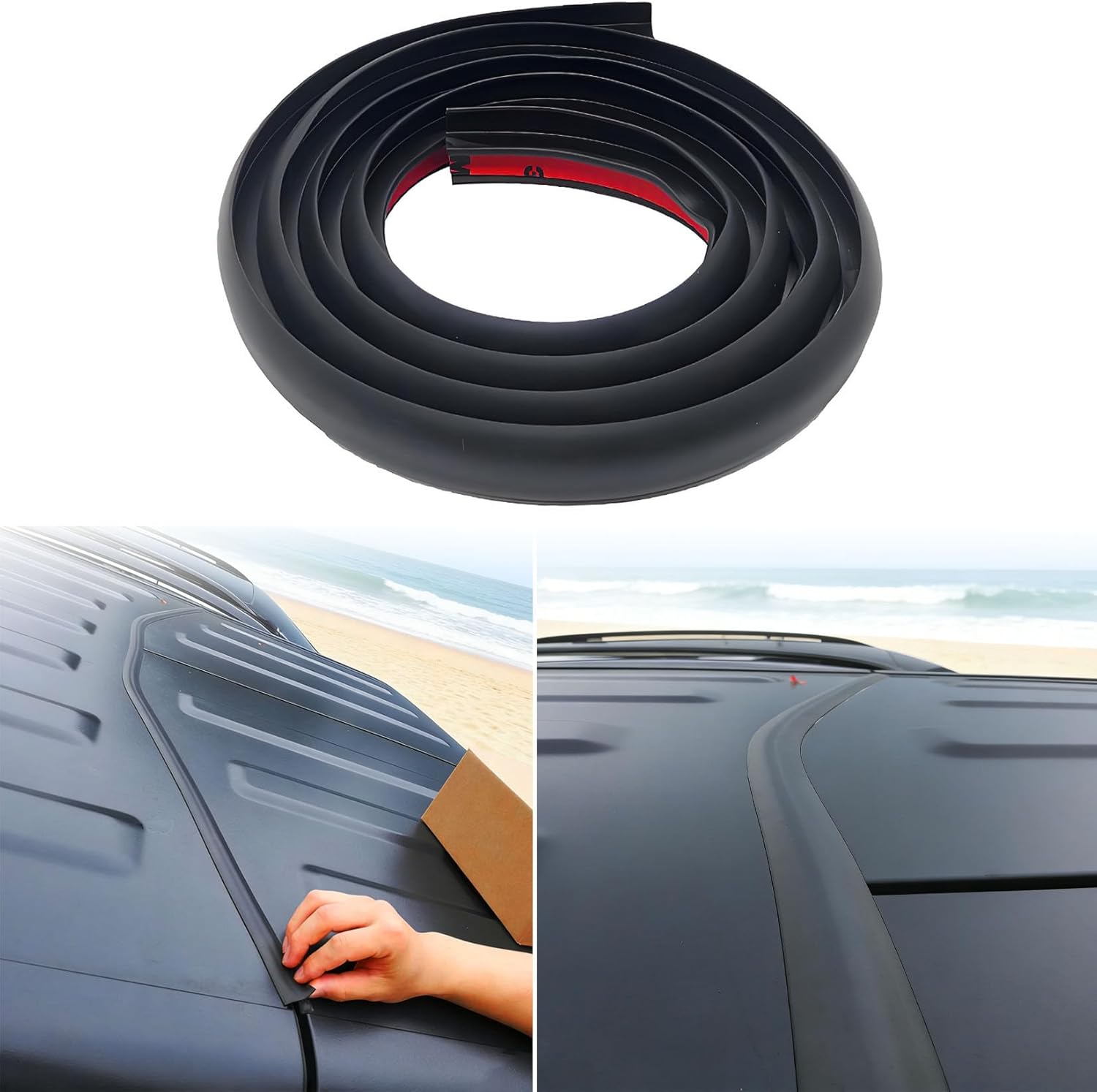 2 Pack Hard Top Rubber Seal Kit, Roof Flow Seal Strip for 2007-2025 Wrangler JK JKU JL JLU and Gladiator JT, for Noise Reduction, Weather Stripping, Dustproof Rubber Sealing Strip