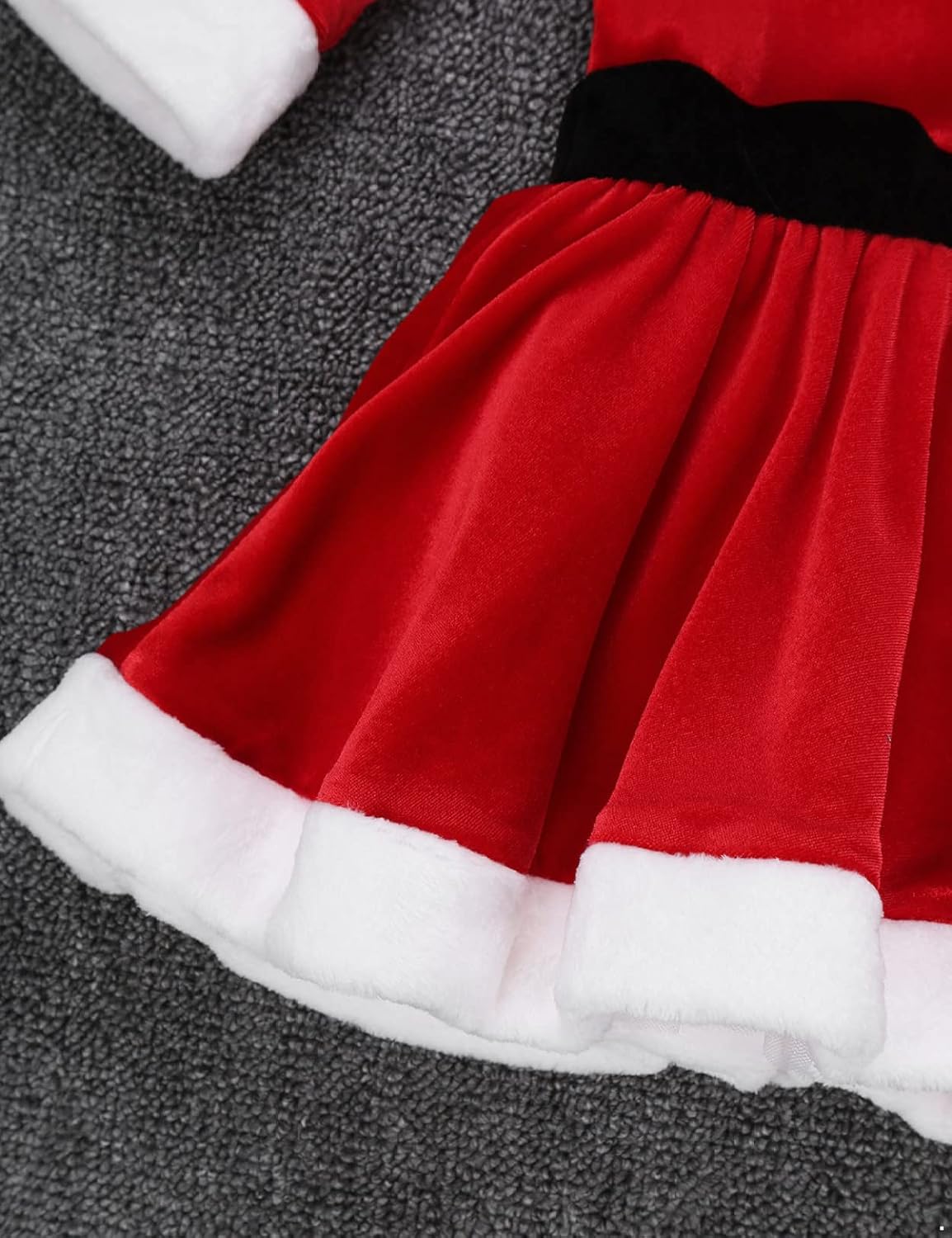 Loyan Miss Santa Costume Girls' Christmas Velvet Ruffle Tutu Ball Gown Dress Kids Long Sleeve Figure Ice Skating Outfits