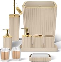 Vista 87 de Bathroom Accessories Set - 25PC Bathroom Sets with Shower Curtain and Rugs, Orange Bathroom Accessories with Trash Can, Soap Dispenser, Soap Dish &