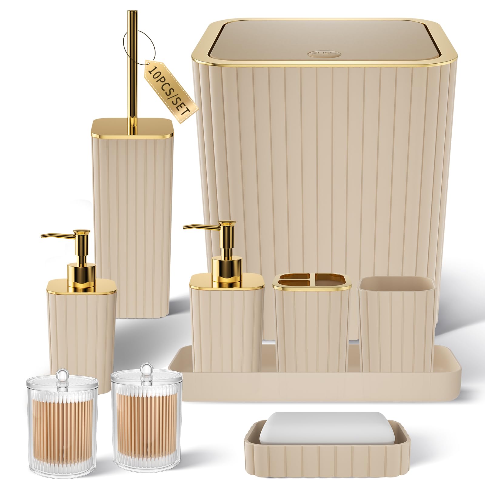 XLHOMO 10-Piece Beige and Gold Set