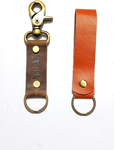 The Tannery Top Grain 2 Pieces Genuine Leather Keychain