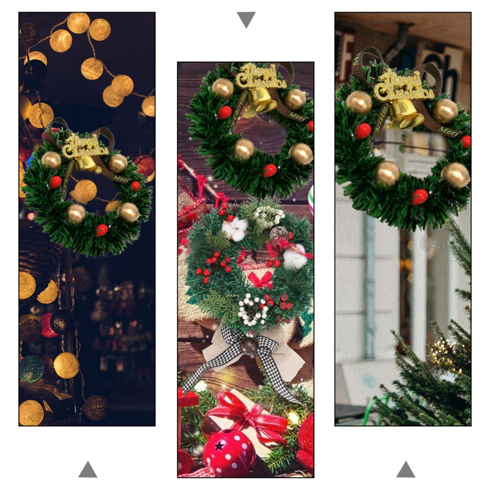 VOSAREA 8 Pezzi portacandele Natalizi votivi con Jingle Bell Bacche Mini Anelli Corona per Natale, Colonna portacandele Vacanze, Cena, centrotavola, Decorazione 6 cm