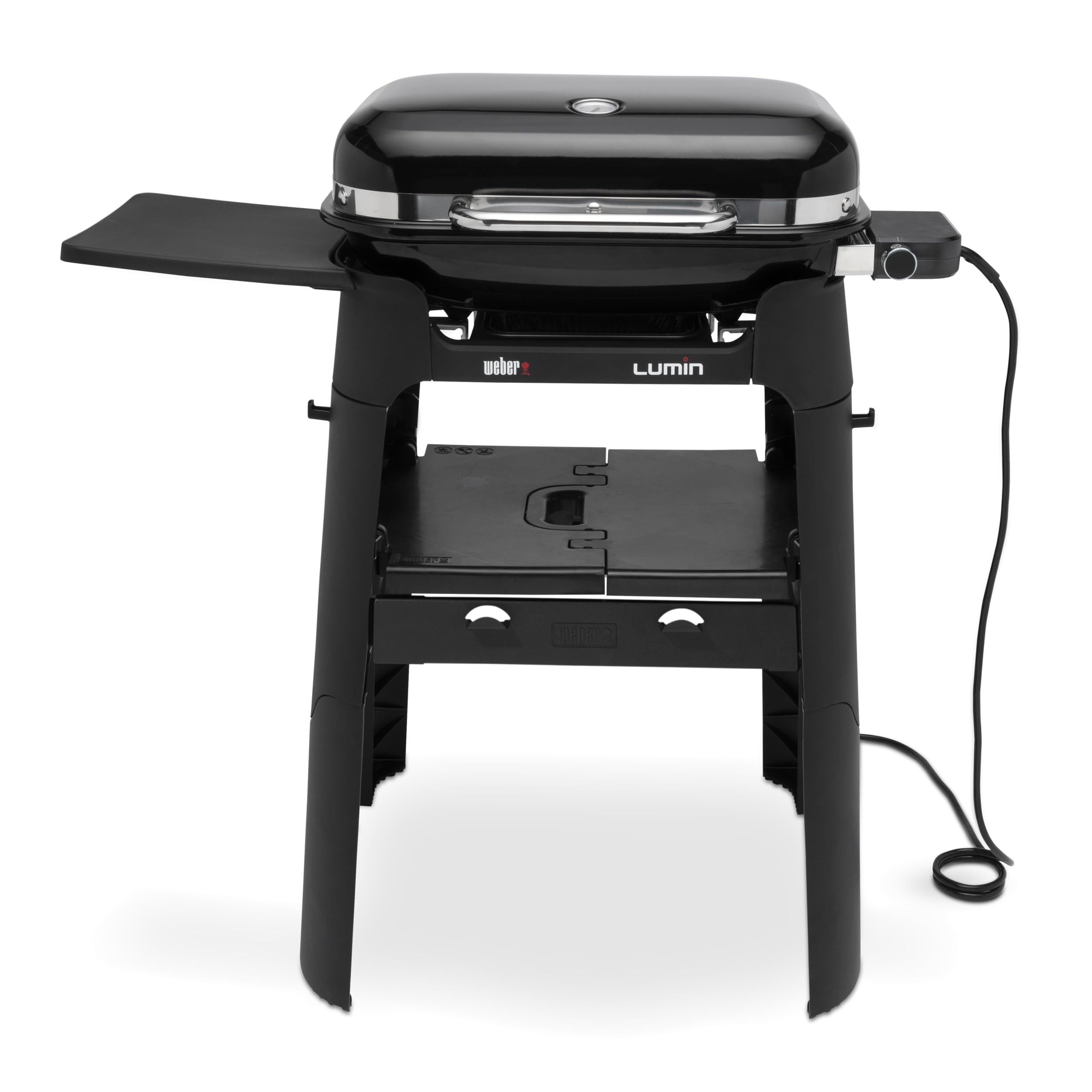 Weber Lumin Electric Grill with Stand/Sear, Smoke, Steam, Cook and Keep Warm, Up to 315°C, Porcelain-Enamelled Cast Iron Grates, 33 x 49 cm Cooking Area, Black (92010874)