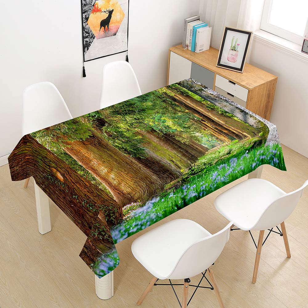 Morbuy 3D Forest Tablecloths Rectangular Table Cloth Table Cover Waterproof Wipeable Stain-Resistant Oil-Proof for Party Home Dining Garden (woodland,140x260cm)