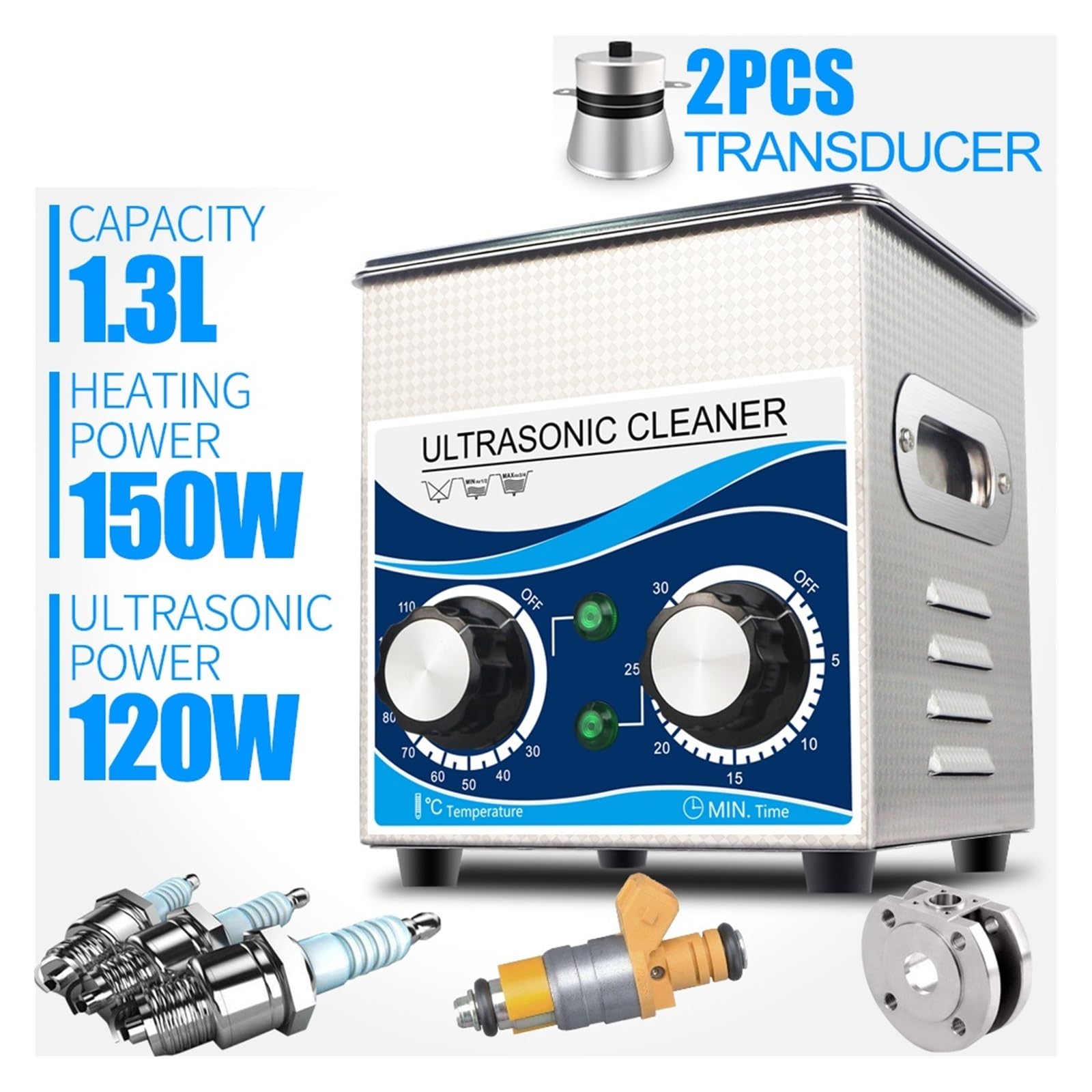 Limpiador Ultrasónico De Joyería De 1,3 L, 120W, 40khz, For Piezas De Repuesto For El Hogar, Inyector De Óxido De Aceite, Bujía De Boquilla De Combustible Más rápido