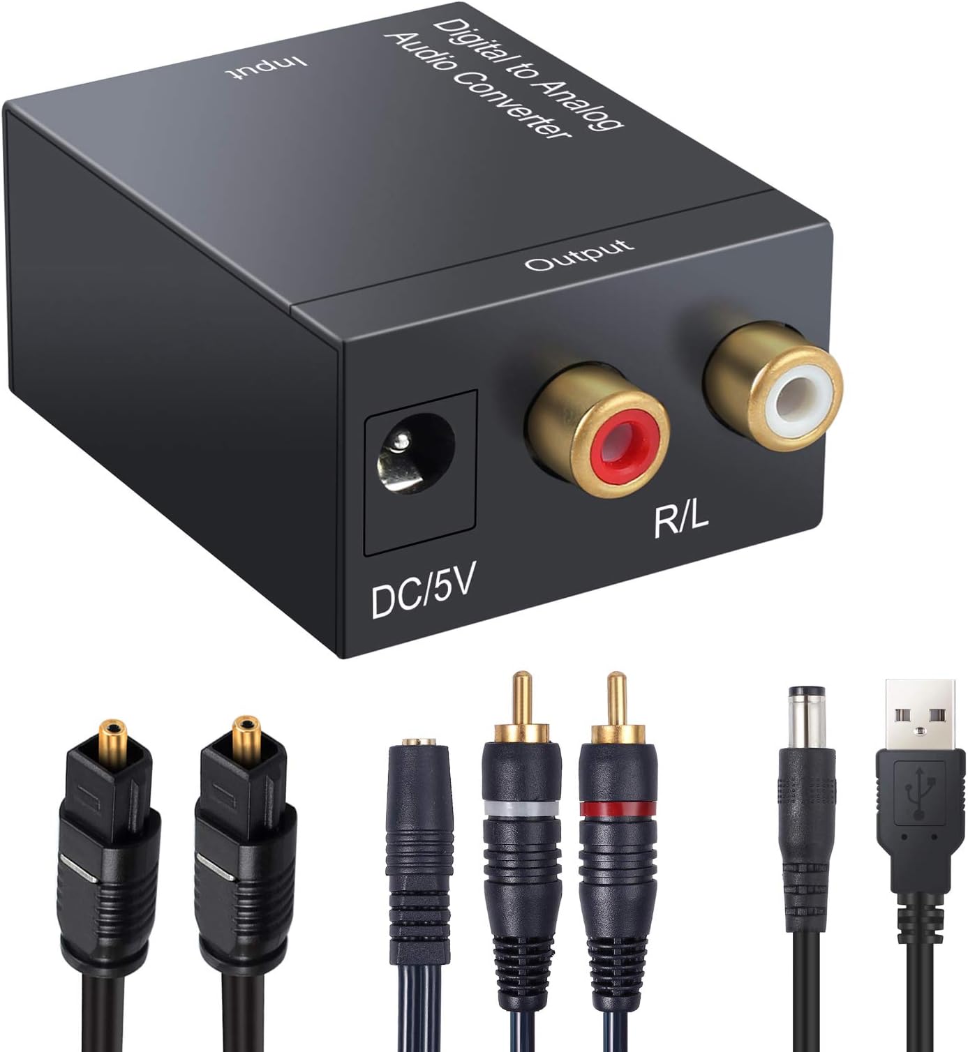 VinTeam DAC Converter Digital to Analog Audio Converter Digital SPDIF Toslink to Analog Stereo Audio RCA R/L for PS3 HD DVD Amps