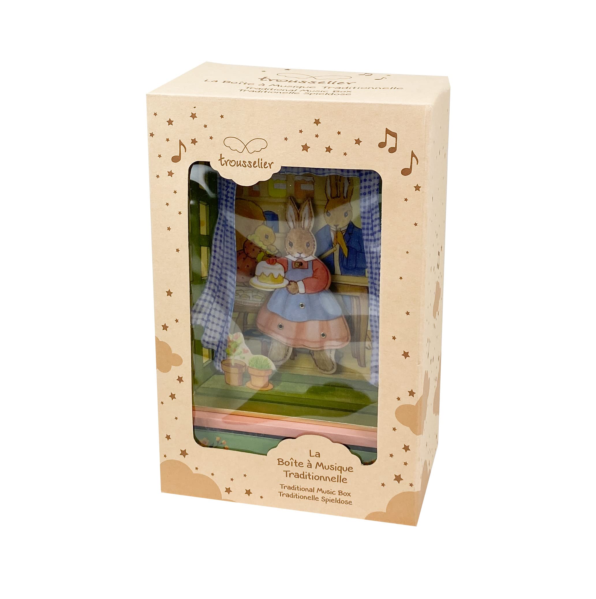 TROUSSELIER - Boite à Musique Traditionnelle - Grand Dancing Lapin - Idéal Cadeau Enfant - Musique Le Printemps de Vivaldi - Colori Vert