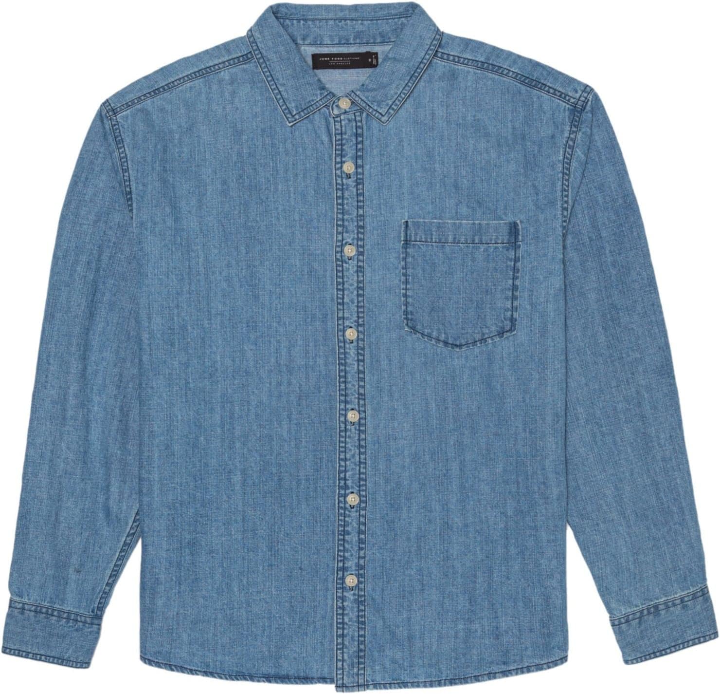 Junk Food Mens Randell Blue Long Sleeve Classic Fit Button Down Casual Shirt S