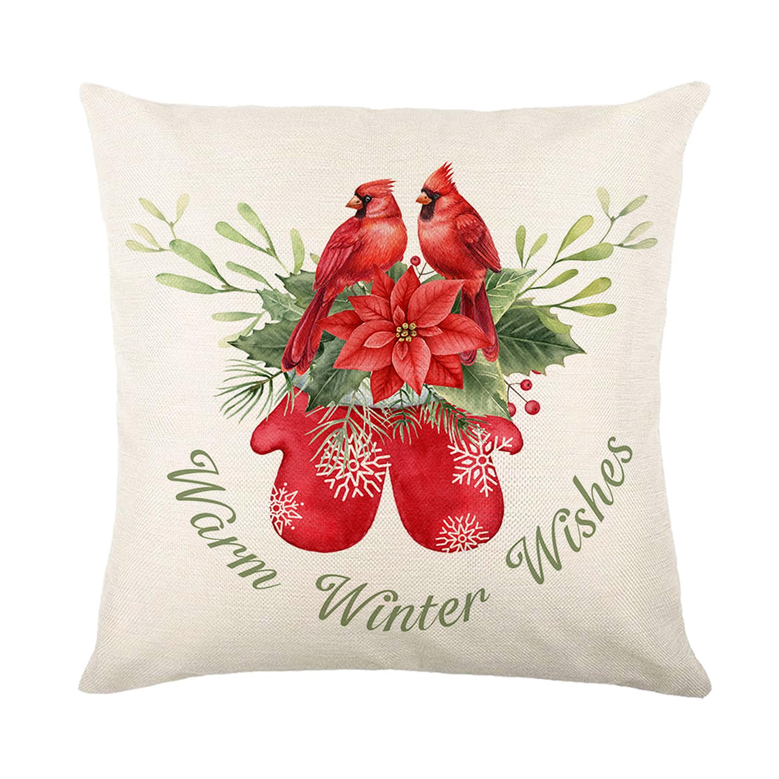 Kalttoy Christmas Decorative Pillow Cover 45x45cm Linen Throw Pillowcase Christmas Decorations Cushion Cover for Home Room Sofa Pillow