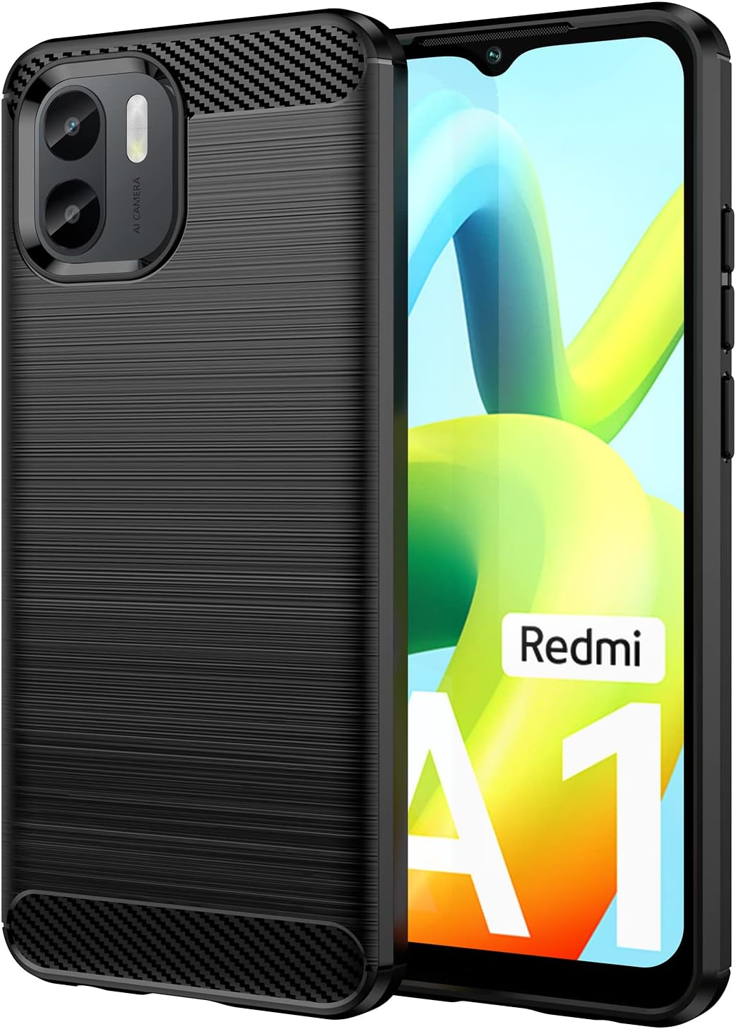 for xiaomi Redmi A1/ A2 Phone case, Shockproof, Scratch Resistant Carbon Fiber Jacket, Soft TPU, for Redmi A1/ A2 case (Black)