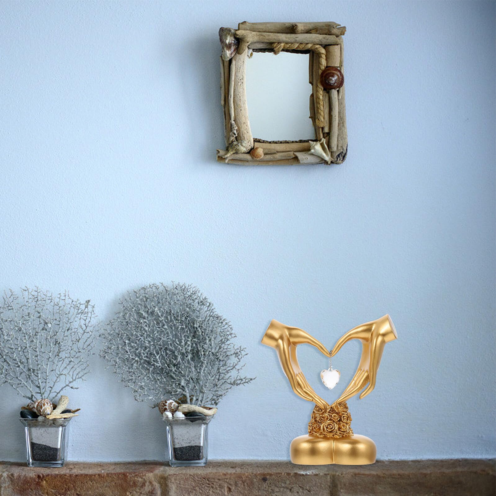 POPETPOP Estatua de Resina en Forma de Corazón para Decoración de Mesa Figura Romántica para San Valentín Adorno Ligero y Duradero para Hogar y Oficina Obsequio Adecuado para