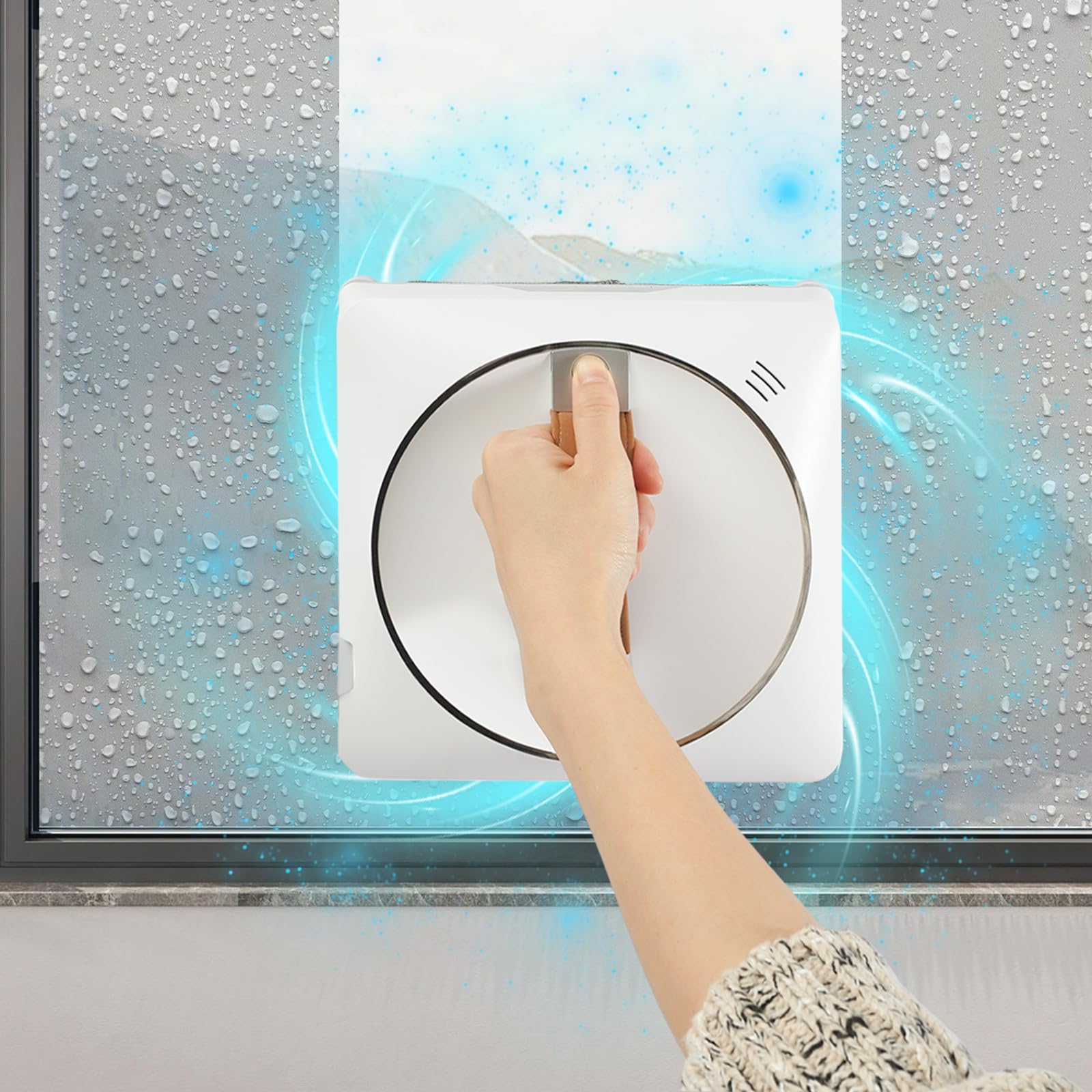 Robot nettoyeur de vitres avec double pulvérisation, nettoyeur de vitres automatique avec planification intelligente du chemin, détection des bords et 4 chiffons de nettoyage