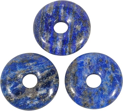 Loveliome Dijes de cristal en forma de dona, 3 piezas de amuleto de moneda de la suerte con agujero grande, círculo de paz, colgante de cristal