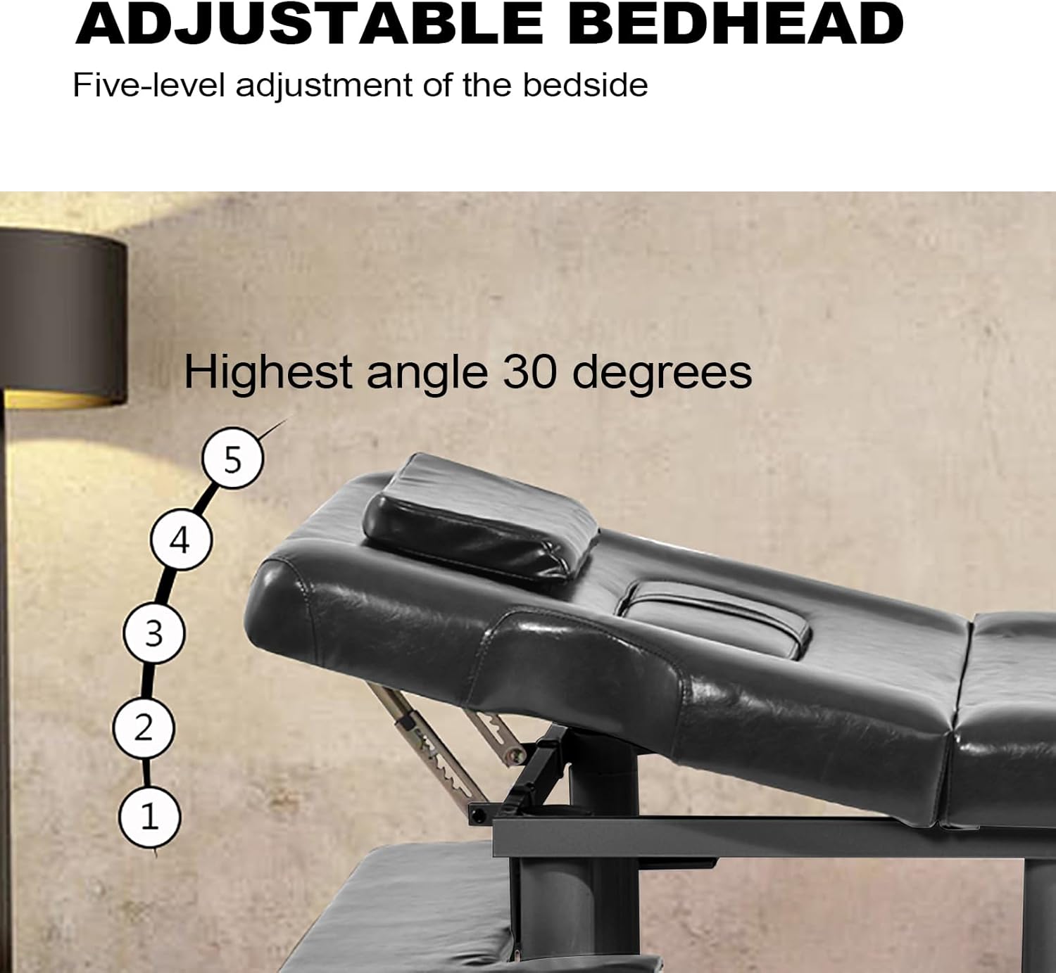 Esthetician Spa Bed 73" | Professional Massage Table | Heavy Duty Physical Therapys Table | 550LBS Load & 0-30° Angle Adjustment | Chiropractic Treatments Table with PU Leather Headrest Backrest