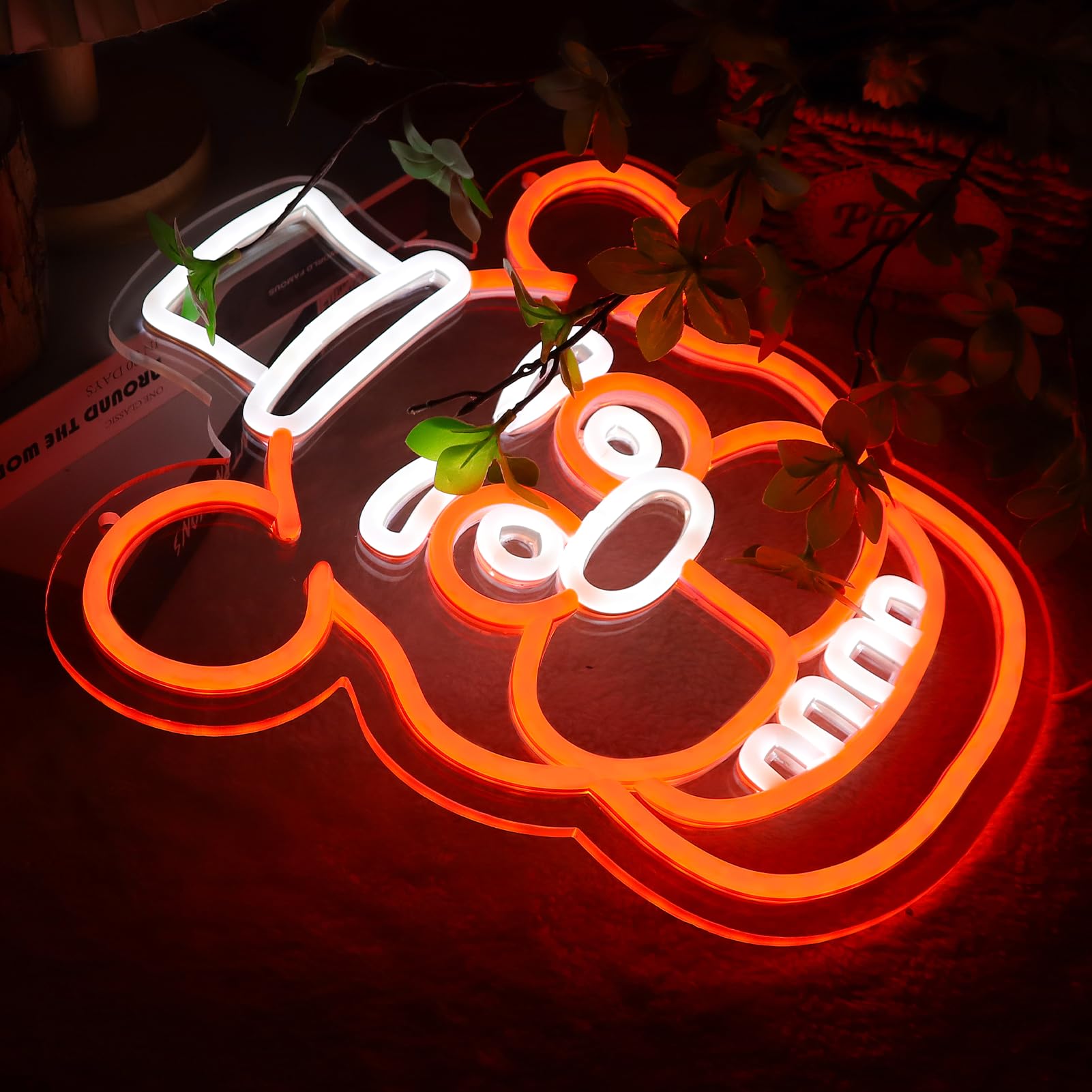 Insegne al neon a forma di orso per decorazione da parete, luci al neon a LED per sala giochi, compleanno, regali di Natale per bambini, adattatore di alimentazione 5 V (wite+arancione)