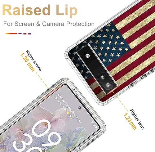 Miniatura 2 de Funda para Pixel 6A, para Google6A GX7AS con protector de pantalla de vidrio templado, cubierta protectora de cuerpo completo con bonito patrón de