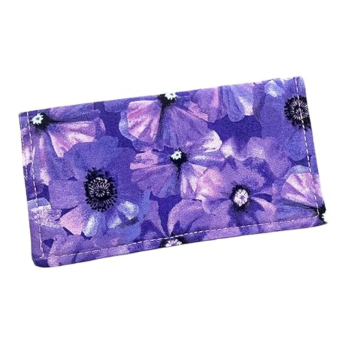 Checkbook Cover Purple Floral Fabric Check Case