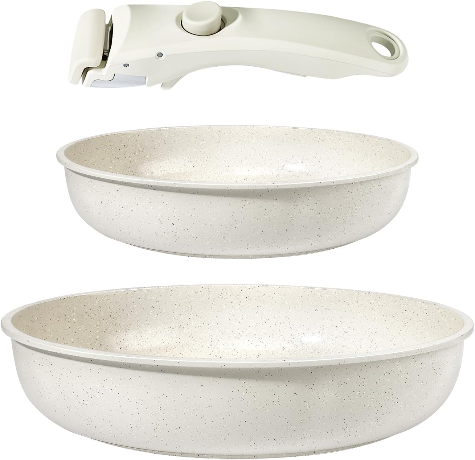 GiPP Pots and Pans Set Non Stick,3PCS White Granite Nonstick Cookware Sets with Detachable Handle,Induction Kitchen Set Removable Handle,RV Cookware Set,PFOA Free (White,3PCS)
