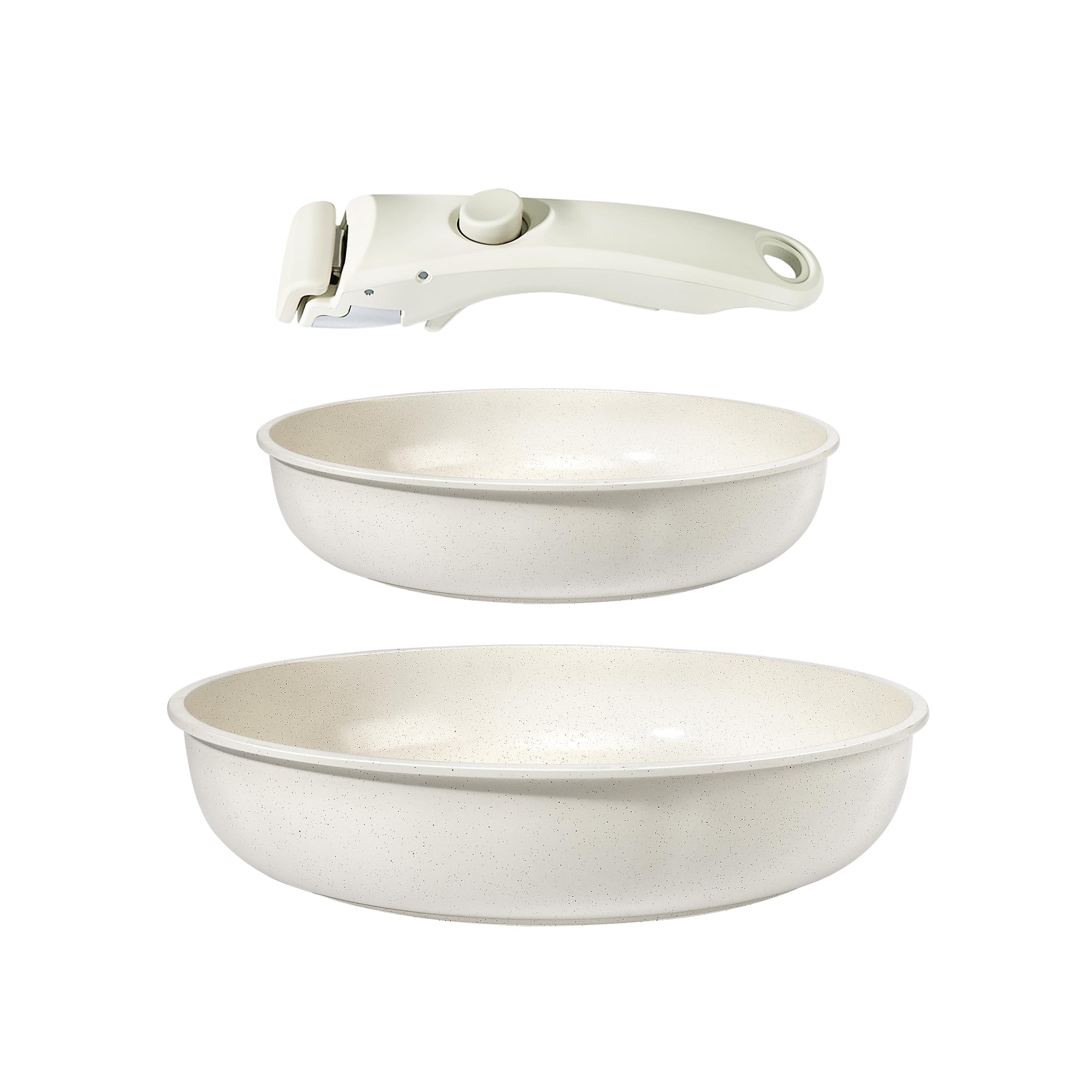 Pots and Pans Set Non Stick,3PCS Cookware Sets Nonstick Detachable Handle,Induction Kitchen Set Removable Handle,RV Cookware Set,Oven Safe(White,3PCS