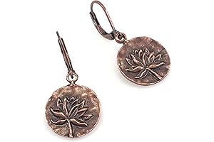 Exquisite Copper Lotus Lever-Back Earrings for Women