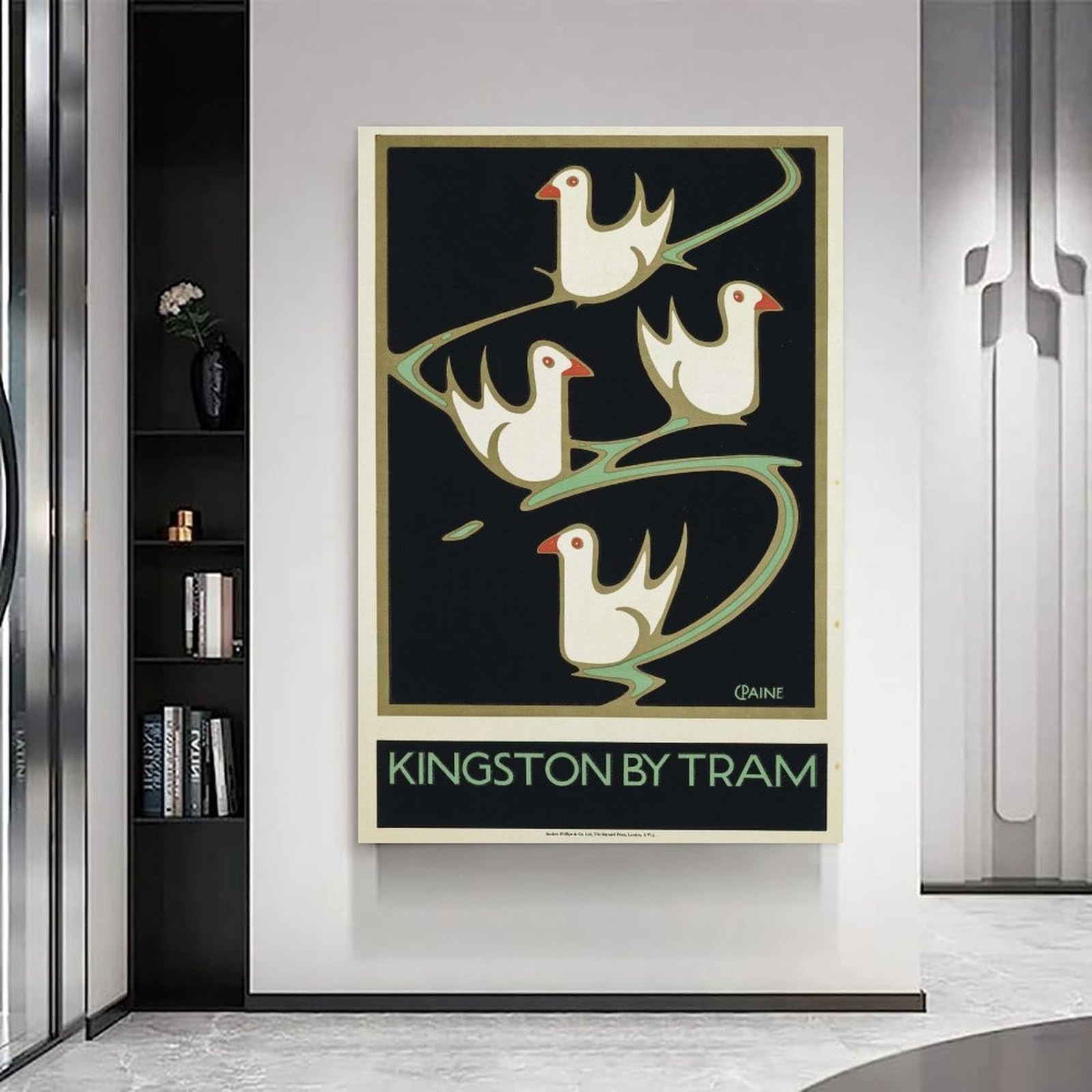 Charles Paine's Underground Group Kingston By Tram Travel Poster Stampa su Tela Decorazione Pittura Soggiorno Arte Murale Camera Da Letto Pittura Arte Pittura Moderna Home Boy Camera Stampa Pittore
