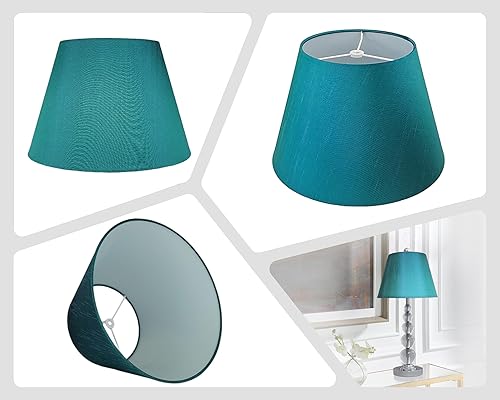 Miniatura 4 de Royal Designs, Inc. Juego de 2 pantallas de lámpara Deep Empire de tapa dura para lámpara de mesa, tela de seda, HB-646-13TUR-2, 8 x 13 x 9 pulgadas