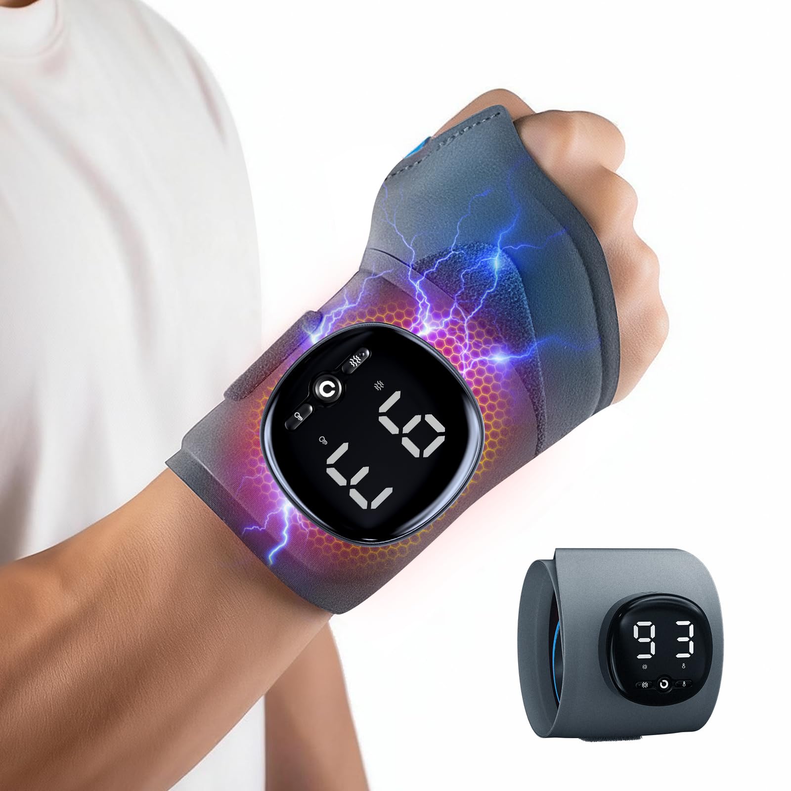 Hand Massager with Heat Cordless Wrist Supports Brace - Relief for Carpal Tunnel Arthritis Tendonitis Left Right Hand