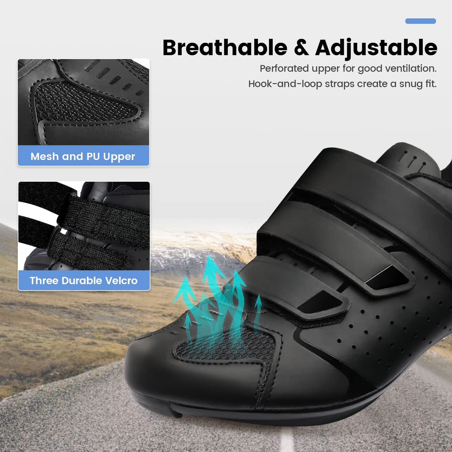 Men's Cycling Shoes – 2 & 3 Bolt Look Delta Cleat Spin Bike Shoes - Compatible with SPD Clips – Perfect for Indoor & Outdoor Road Cycling