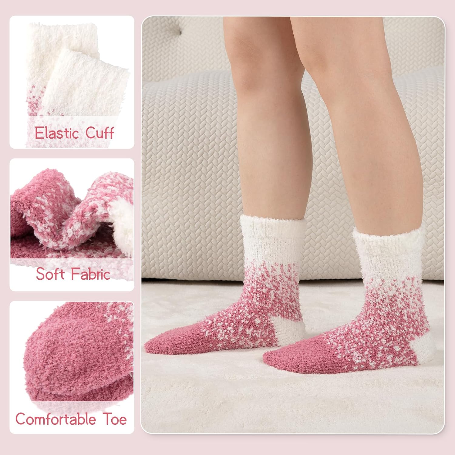 Fuzzy Socks for Women Cozy Fluffy Soft Warm Comfy Winter Slipper Socks 5 Pairs