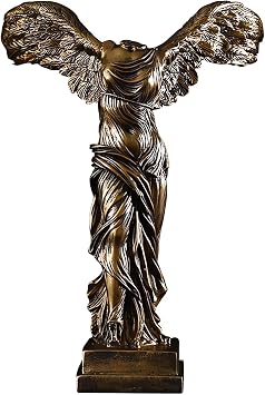 YUEOECOR Greek Winged Victory Statue, Classic Roman Goddess of Strength and Victory Sculpture Figurine for Home Decor Wing Victory Gold-5.5in