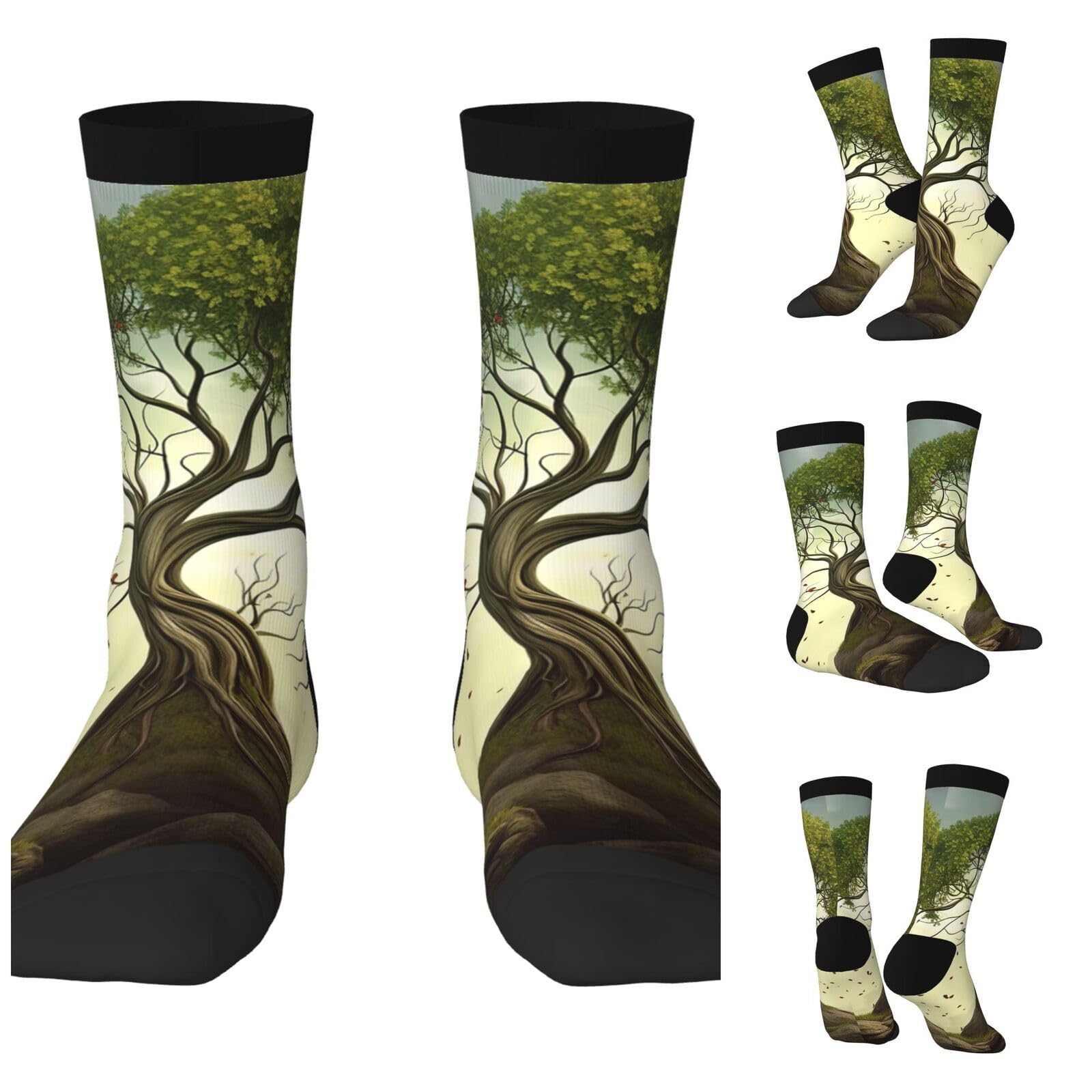 LZQPOEAS Trees Athletic Socks Unisex Cushioned Crew Socks Hiking Running Calf Sock Soft Above Ankle Sock
