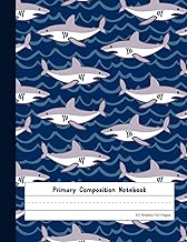 Primary Composition Notebook: Blank Story Journal with Picture Space And Dashed Lines | Kindergarten to Early Childhood Exercise Book | Navy Shark Pattern