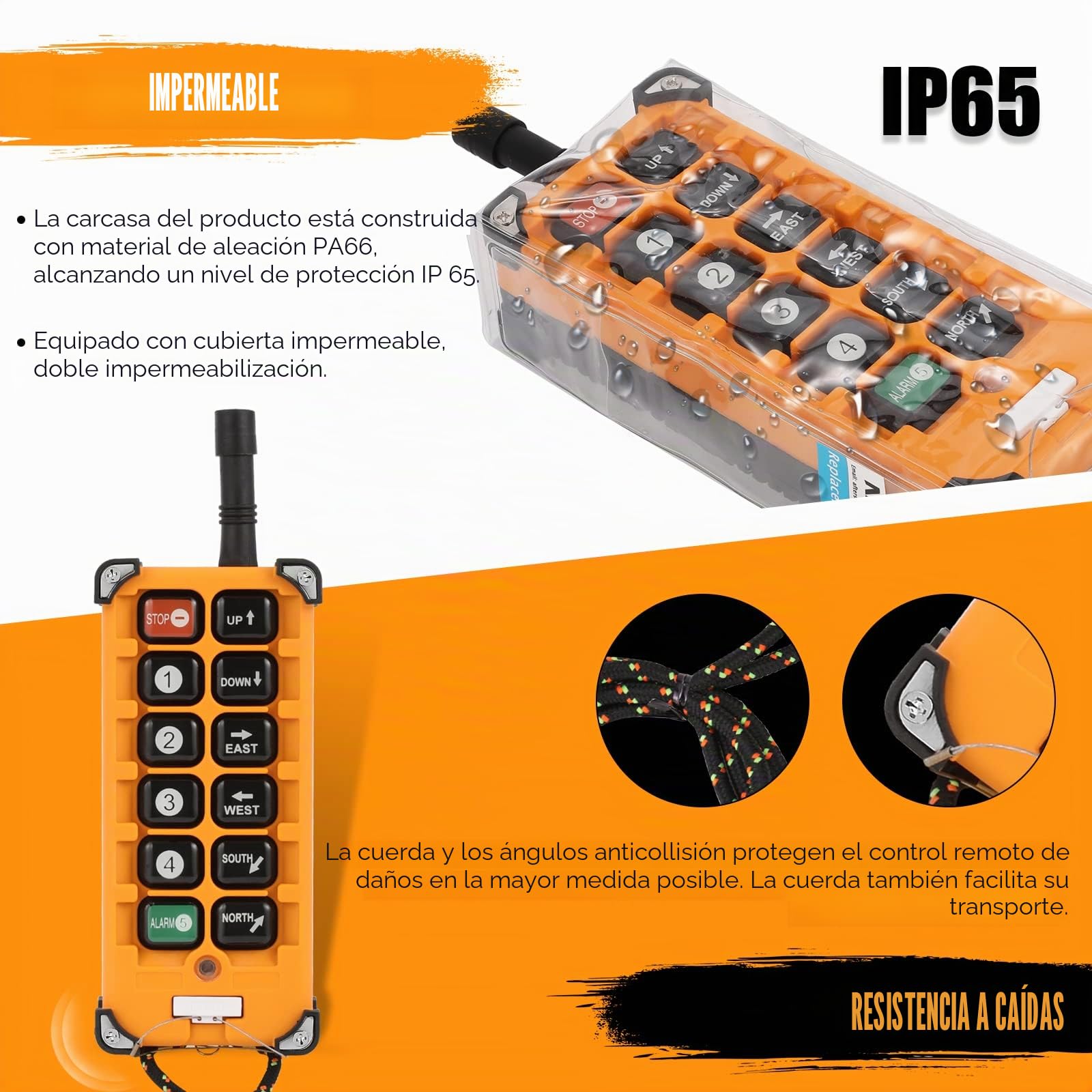 NEWTRY Control remoto de grúa inalámbrica, 12 botones y receptor 24V para polipasto industrial, grúa puente (receptor DC&AC 24V)