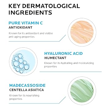 La Roche-Posay Redermic C Pure Vitamin C Eye Cream with Hyaluronic Acid to Reduce Wrinkles for Anti-Aging Effect, 0.5 Fl Oz (Pack of 1)
