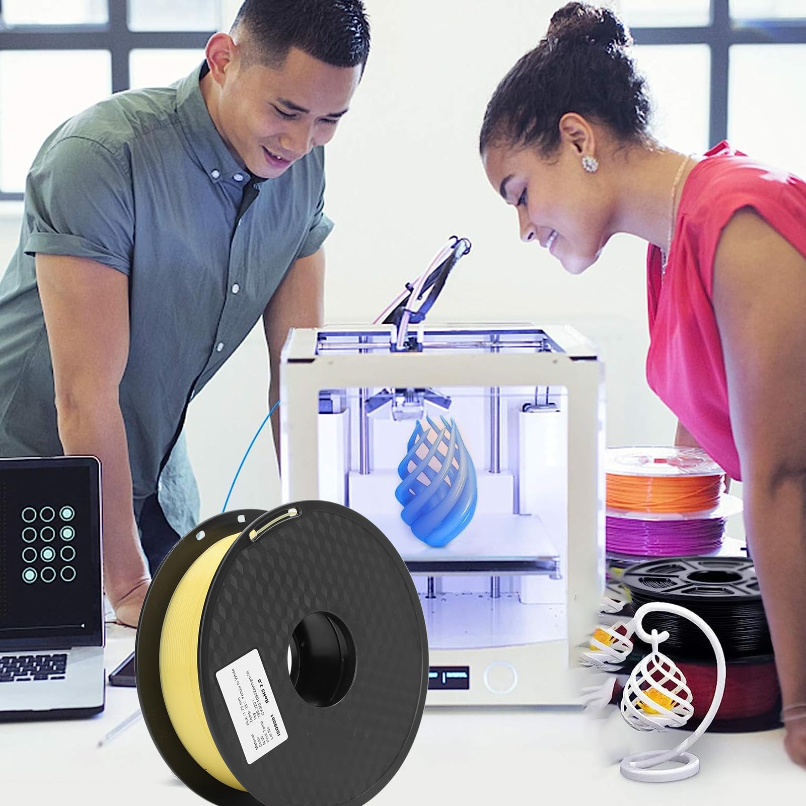Filament do drukarki 3D PLA zmieniający kolor cieplny z żółtego na biały dla materiałów eksploatacyjnych FDM