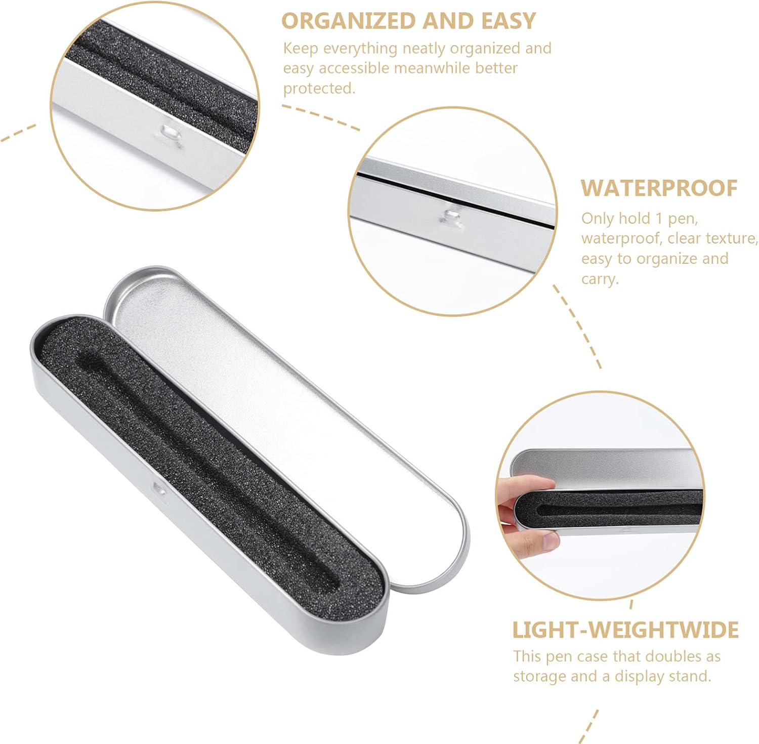 jojofuny 4 Pcs Metal Pen Boxes with Sponge Cushion 6.88X1.57X0.78In Square Pencil Tin Cases Lightweight Portable Pen Storage Organizer for Office School