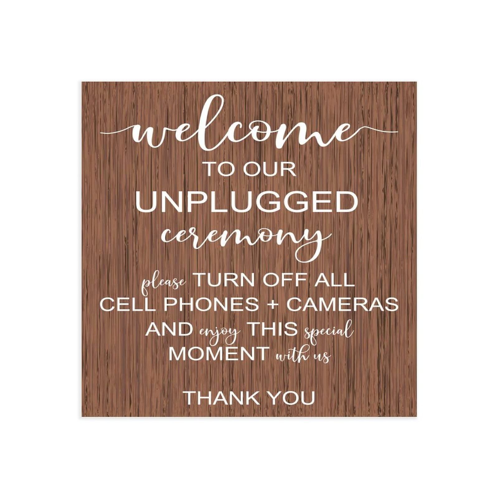 Wedding Welcome Tablet Unplugged Hochzeitsschild Unplugged Ceremony Schild Vertikales Holzschild Rustikale Hochzeitsdekoration 20X20